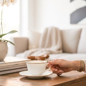 Vintage Fire King Anniversary Swirl by Anchor Hocking Tea Cup with Saucer